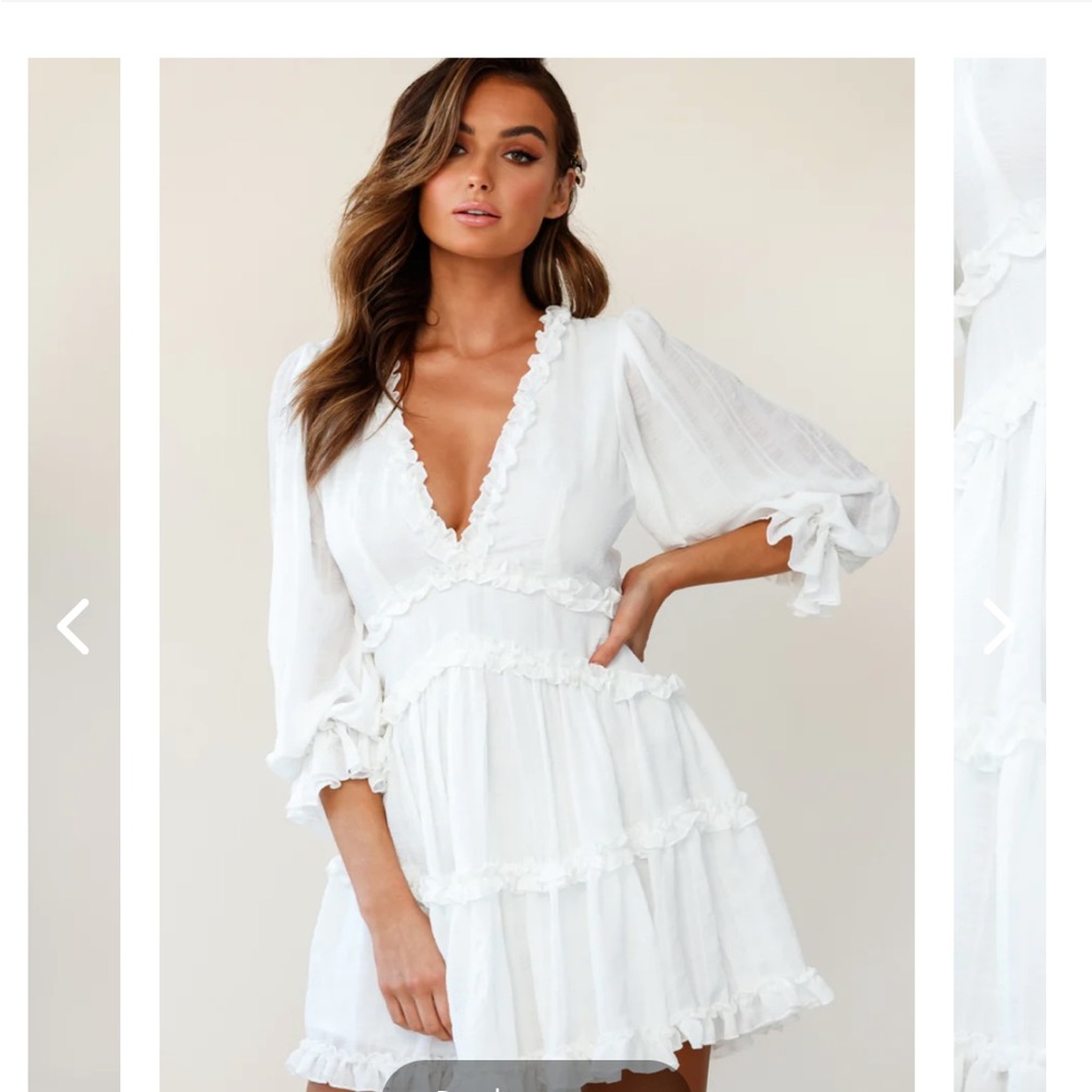 LANEY CUTOUT BACK BALLOON SLEEVE DRESS WHITE